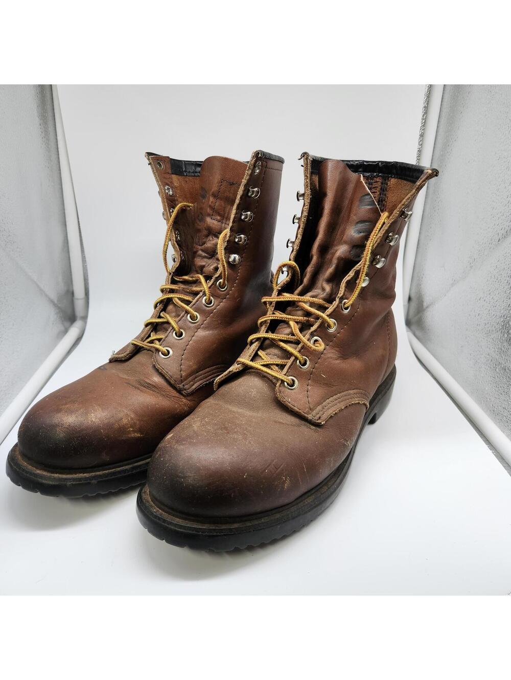 Vintage Red Wing 2414 Steel Toe Work Boots Brown Leather USA Men's 10.5D